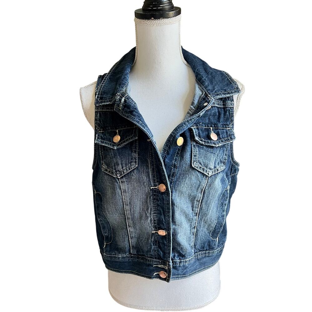Vanity blue stonewashed denim vest size L